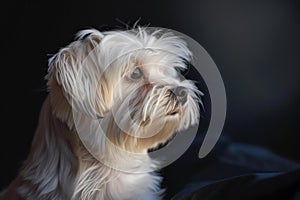 Pensive Maltese Dog in Thoughtful Repose