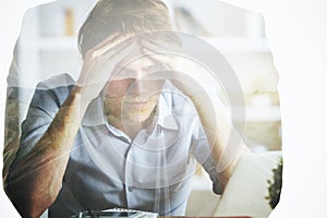 Pensive man in office