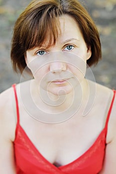 Pensive middle age woman