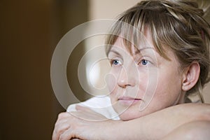 Pensive Middle Aged Woman