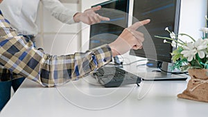 Pensive programmer working on desktop pc programming code technologies or website design at office Software Development Company
