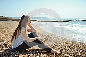 Pensive teen girl