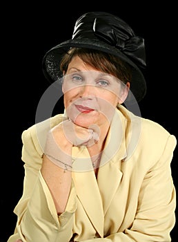 Pensive Woman In Black Hat