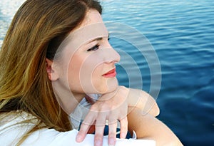 Pensive Woman By Water