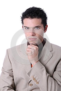 Pensive young business man portrait