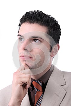 Pensive young businessman portrait