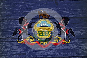 Pensylvania State Flag On Old Timber photo