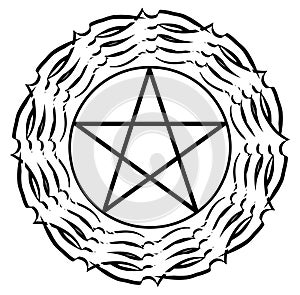 Pentacle on black decoration isolated