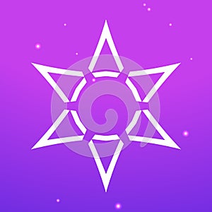 Pentacle magic sign. Pink-violet background.