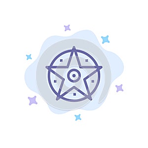 Pentacle, Satanic, Project, Star Blue Icon on Abstract Cloud Background