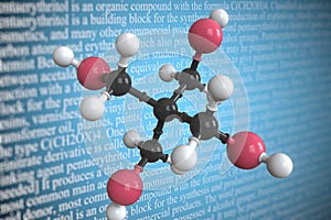 Pentaerythritol scientific molecular model, 3D rendering photo