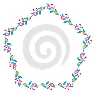 Pentagon Frame flower frame wreath floral leaf borders colorful natural cute blossom