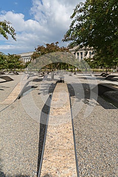 The Pentagon Memorial in Washington DC - no names on display
