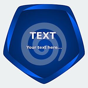 Pentagonal Blue Shield Vector Text Background