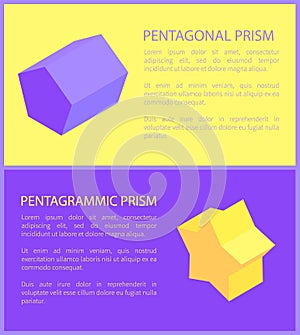 Pentagonal and Pentagrammic Prisms Two Color Cards