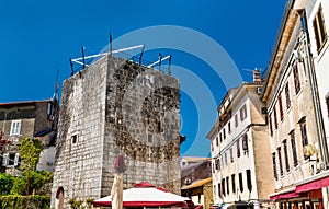Pentagonal Tower in the old town of Porec, Croatia