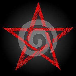 Pentagram blood red runic spell circle. Satanic sign, Magic casting ring. Pentalpha, Pentangle