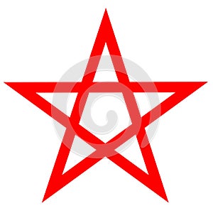 Pentagram blood red runic spell circle. Satanic sign, Magic casting ring. Pentalpha, Pentangle photo