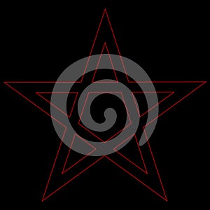 Pentagram blood red runic spell circle. Satanic sign, Magic casting ring. Pentalpha, Pentangle photo