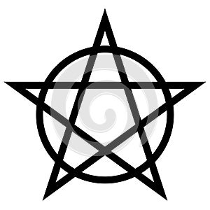Pentagram circumscribed by a circle - simple black line icon