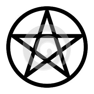 Pentagram circumscribed by a circle - simple black line icon