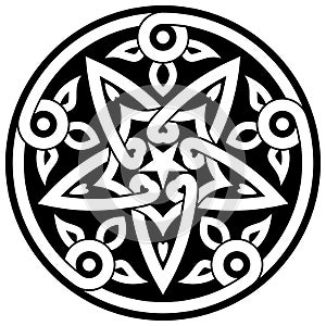 Pentagram decorative rosette in fantasy style.