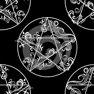 Pentagram occult symbol seamless pattern