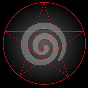 Pentagram or pentalpha or pentangle. dot work ancient pagan symbol of five-pointed star isolated illustration. Black photo