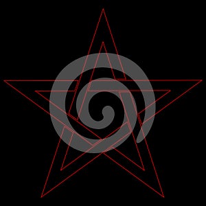Pentagram or pentalpha or pentangle. dot work ancient pagan symbol of five-pointed star isolated illustration. Black photo