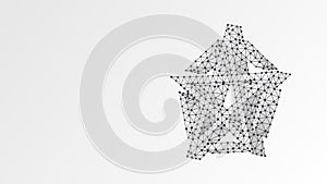 Pentagram or pentalpha or pentangle sign. Abstract digital wireframe, low poly mesh, vector white origami 3d illustration. Ancient photo