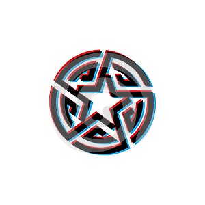 Pentagram Star Line Art Logo Design