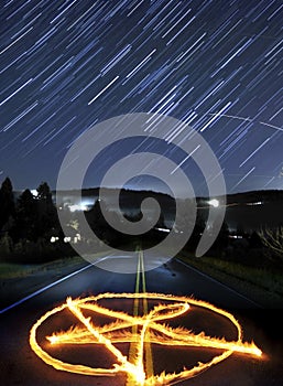 Pentagram and Star Trails