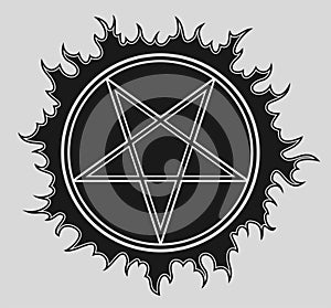 Pentagram vector icon on black star bakcground