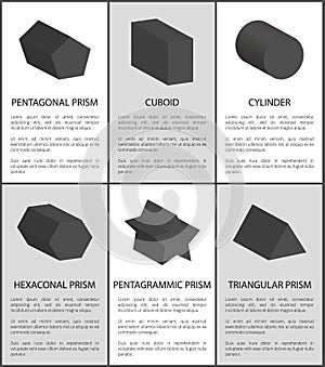 Pentagrammic Pentagonal and Hexagonal Prisms Set