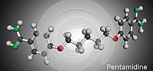 Pentamidine molecule. It is antimicrobial, antifungal drug. Used to treat Pneumocystis pneumonia in patients infected with HIV.