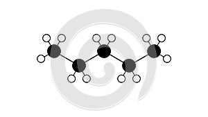 pentane molecule, structural chemical formula, ball-and-stick model, isolated image alkane photo