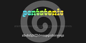 Pentatonic alphabet fonts. Typography minimalist urban digital
