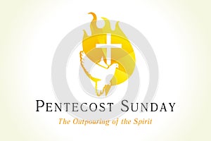 Pentecost sunday banner with dove & cross in flame photo