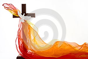 Pentecost Sunday. Pentecost background with flying dove photo