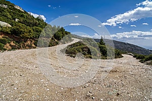 Penteli mountain country road at Attica, Greece photo