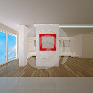 Penthouse interior with red board