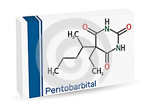 Pentobarbital, pentobarbitone molecule. It is sedative, hypnotic agent. Is used for the treatment of short term insomnia. Paper