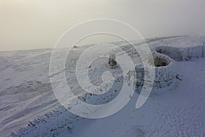 Penyghent summit covered with snow