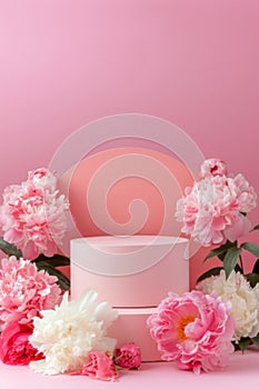 Peonies on Pastel Podiums: A Display of Elegance and Softness