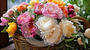 Peonies. Peony flowers. Peony. Mothers day Concept. Valentine day Concept.