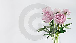 peony bouquet in vase on white table