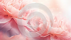 Peony flower background closeup with soft focus and sunlight, photo by Generative AI