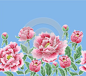 Peony flower of Japanese style. Patches for embroidery or textile print photo