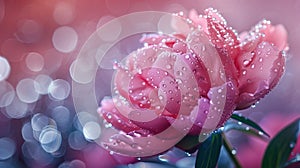 Peony flower, water drops, ai