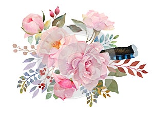 Peony and roses floral composition